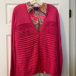 2 piece V-neck pink cardigan, XL and XL blouse